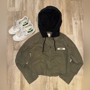 green cropped vans jacket